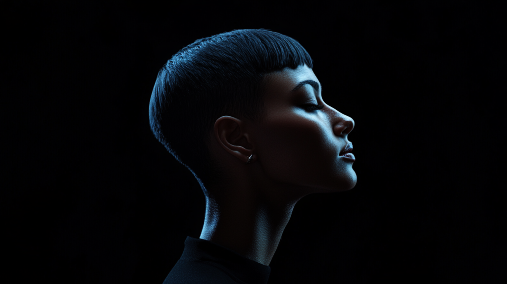 Persona de perfil bajo luz dramática con fondo negro, representando reflexión y modernidad. Lidera la comunidad de aprendizaje crítico.
